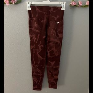 Gymshark Camo Leggings Cherry Brown S NWT